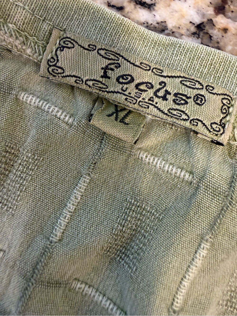 Focus moss green sweatshirt embroidered textured square pattern SZ XL - Picture 5 of 11